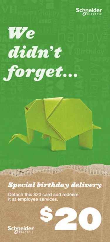 Schneider Electric employee birthday card